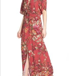 Floral Print Lace-Up Maxi Dress